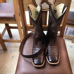 2 pair of crocodile boots and belts